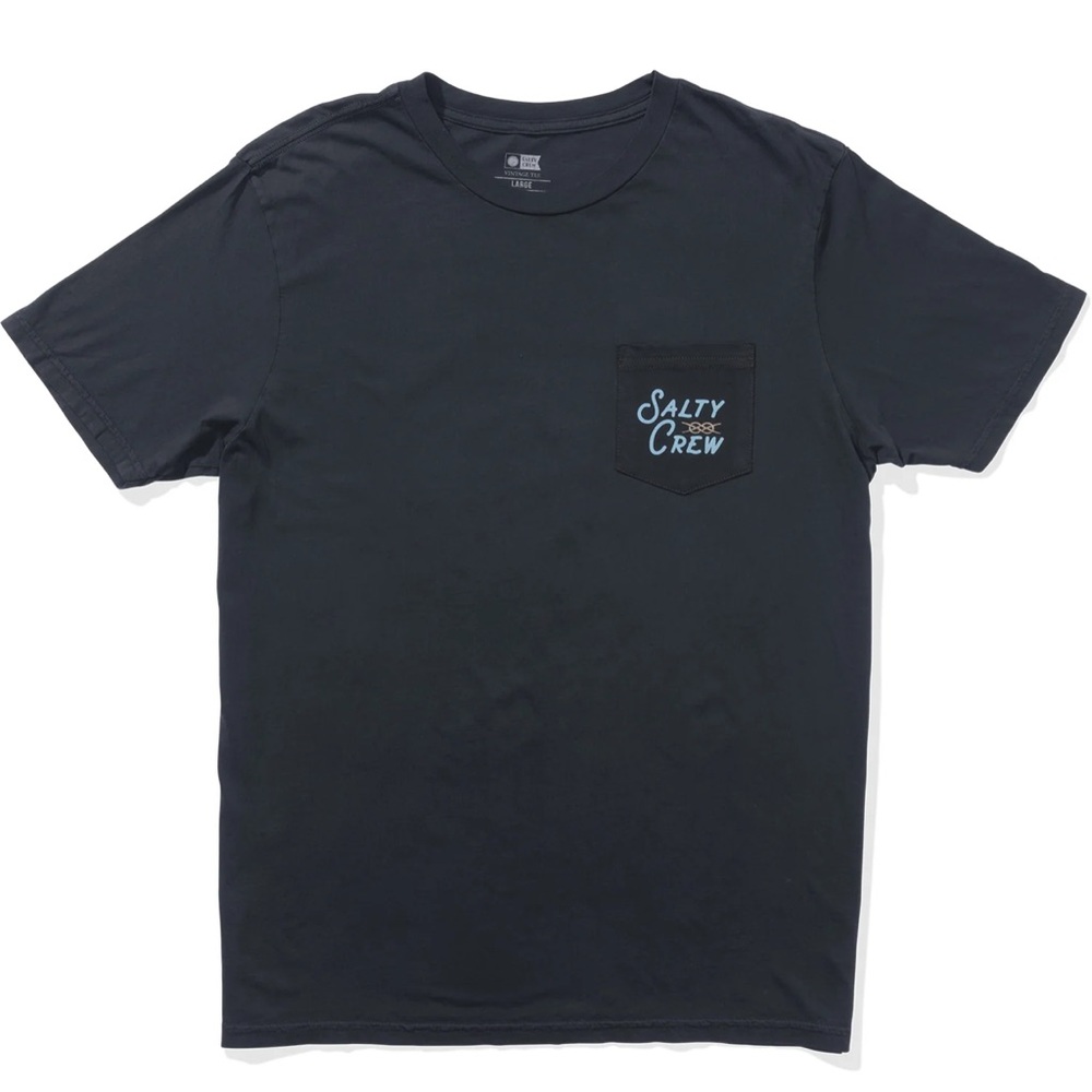 Salty Crew Black Short-Sleeve Pocket Tee with Script Logo